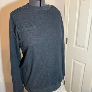 LINKSOUL Men's Navy Crewneck Pullover Sweater with Front Pocket